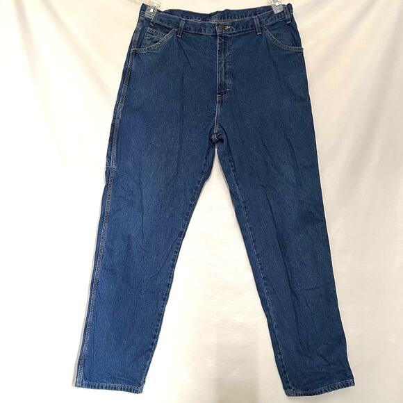 Dickies Carpenter Mens Jeans 38x32 Y2K Utility Street Work Relax Fit Dark Wash - Picture 2 of 11